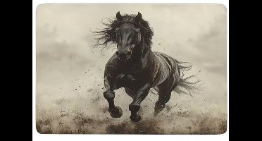 Vloerkleed paard - zwart paard - antislip - tapijt - keukenkleed - salontafel kleed - woonkamer - slaapkamer - 120 x 160 cm