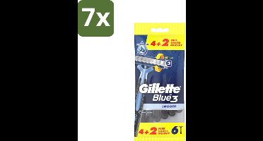 7 x Gillette - Blue 3 Smooth - Wegwerpscheermesjes - Comfortabele scheerbeurt - 6 Scheermesjes - Scheermesje - Wegwerpscheermesje - Scheren - Scheren Voor Mannen - Comfortabele Scheerbeurt