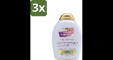 3 x OGX - Colour Retention - Shampoo - Voor Gekleurd Haar - 385 ml - Kleurbehoud - Gekleurd Haar - Haarkleur - Haarschade - UV Bescherming