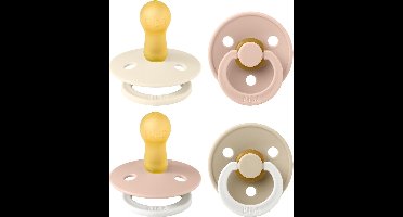 BIBS Colour speen verpakking 4 stuks, BPA-vrije fopspeen, Ronde speen. Natuurlijk rubberlatex, Denmark. 6-18 maanden (Verpakking 4 stuks), Blush Glow Mix