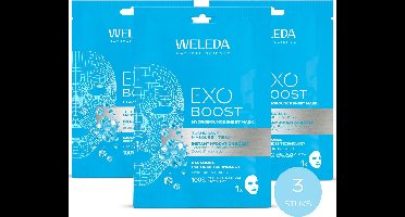 WELEDA Exo Boost Hydrobounce Sheet Mask - 3 stuks - Voordeelverpakking - Geeft Stralende Glow - Hydrateert Huid Intensief Tot 24 uur Lang - Maakt Huid Voller & Veerkrachtiger - 100% Natuurlijke Ingrediënten
