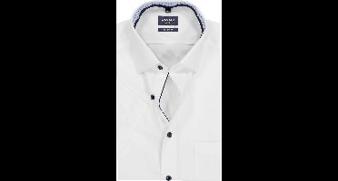 OLYMP Luxor modern fit overhemd - korte mouw - twill - wit - Strijkvrij - Boordmaat: 44