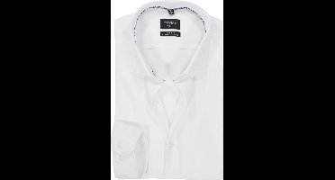 OLYMP 24/7 No. 6 Six super slim fit overhemd - mouwlengte 7 - twill - wit - Strijkvriendelijk - Boordmaat: 38