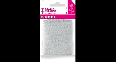 Graine Creative kanten lint katoen 26 mm 3 m off-white vintage decoratie.