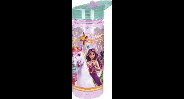 Unicorn Academy Tritan Drinkfles - 580 ml – Vaatwasserbestendig & BPA-vrij - Drinkfles voor kinderen – Transparant roze/Groen