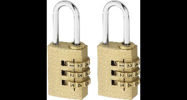 Stahlex Hangslot - 2x - messing - stalen beugel - 3-cijferig cijferslot