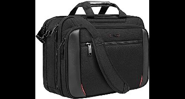 EMPSIGN Laptoptas 17,3 inch laptop aktetas voor mannen uitbreidbare waterafstotende schoudertas laptoptas computertas voor werk zaken, zwart