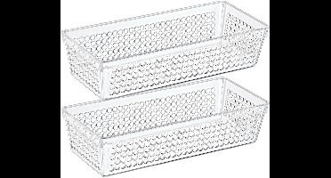 Storage Solutions Organizer/opbergmandje - 2x - kunststof - transparant - 1.9L - 26 x 11 x 6 cm