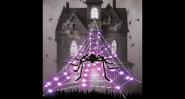 Halloween LED spinnenweb met spin - 5 meter griezelige decoratie