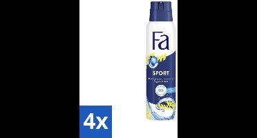 4 x Fa - Deodorant Spray - Sport - Citroen - Tegen Vlekken - 48 uur Bescherming - 150 ml - Sport Deodorant - Citroen Deodorant - Anti Vlekken - 48 Uur Bescherming - Zweetgeur Bestrijding