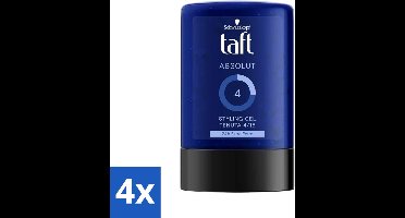 4 x Schwarzkopf - Taft - Absolut Haargel - Mannen - Langdurige Hold - 300 ml - Haar Gel - Haargel Voor Mannen - Langdurige Fixatie - Styling Gel - Taft Absolut