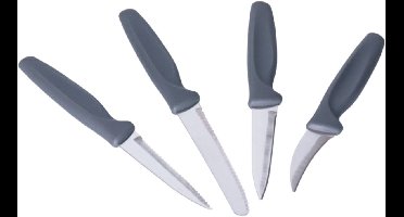 Excellent Houseware keuken messen set - grijs - 4 delig - rvs en kunststof - keukengerei