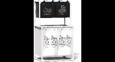Wassorteerder 4 Vakken - Wasmand - 150L - Wit met Zwart