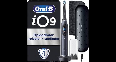 Oral-B iO 9 elektrische tandenborstel - zwart - Bluetooth verbonden, 1 opzetborstel, 1 oplader reisetui, 1 magnetisch etui
