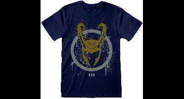 T-Shirt met Korte Mouwen Marvel Splatter Logo Blauw Uniseks - S