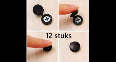 TLVX 12 stuks Schroef Covers Zwart - Afdekkapjes voor schroeven - Schroefdop - Schroeven deksel - Schroef Onzichtbaar Maken - Beschermkapen - Schroeven eenvoudig en mooi afdekken