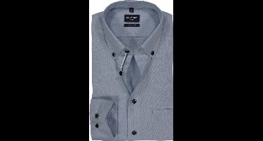 OLYMP Luxor modern fit overhemd - pinpoint - rookblauw - Strijkvrij - Boordmaat: 43