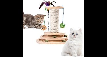 kattenboom_interactief houten kattenspeelgoed_beige