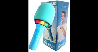 Doppler Rainbow Karaoke Microfoon – Bluetooth 5.0, LED Verlichting & Stemvervormer – Turquoise Blauw