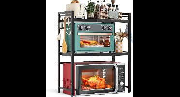 Microwave rack - keukenrek - 3 niveaus - tabiele magnetronstandaard - zwart