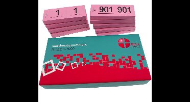 Benza - Garderobenummers cloakroom – Set 1 t/m 1000 – Dubbele Tickets - Roze - 2 stuks