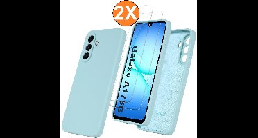 Hoesje geschikt voor Samsung Galaxy A17 5G Hoesje siliconen Mint Groen zacht siliconen hoesje TPU - met Samsung A17 5G Screenprotector - 2 stuks