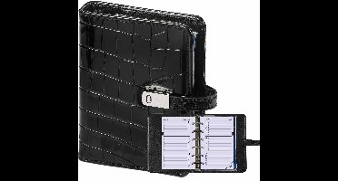 1311-06-P Refillable Pocket Ring Binder Agenda Croco Black