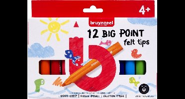 Viltstift bruynzeel kids big point set 12 kleuren | 10 stuks
