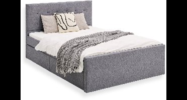 Homestyle4u Twijfelaarbedden -120x200 cm - Gestoffeerd bed - met opbergruimte - Grijs