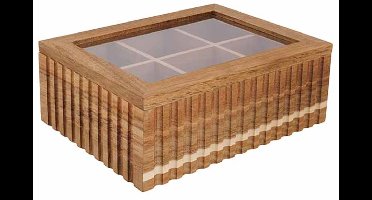 Theedoos - theekist - 6 vakken - acaciahout - cosy & trendy