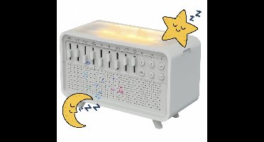 3-in-1 Bluetooth Speaker met Luchtbevochtiger & Aromatherapie – White Noise Slaaptrainer met LED Vlam Effect – Nachtlamp