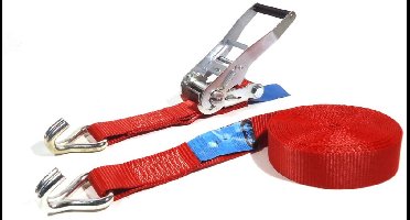 Little Jumbo Spanband J-haak met ratel 50mm x 9m rood - 1850508500