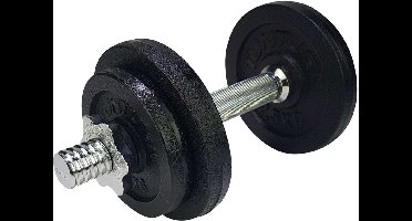Tunturi Dumbell Gietijzer totaal 10kg - Halterset met schroefsluiting - Dumbbell set - 1 halterstang - 30mm - incl. gratis fitness app