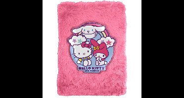 Hello Kitty & Friends A5 Plush Notebook – 15x21x2,5 cm – Roze – Schattig Notitieboek met Zachte Kaft