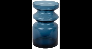 Present Time Vaas Gusto - Blauw - 15.5x15.5x25cm - Glas - Modern - Bloemenvaas - Woondecoratie - Decoratieve vaas voor woonkamer of slaapkamer - Moederdag - Moederdag cadeautje - Moederdag cadeau voor mama