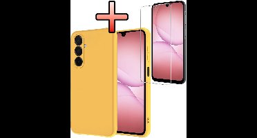 Hoesje - Met Screenprotector - Geschikt voor Samsung Galaxy A17 - Sterk & Shockproof - Back Cover - Siliconen Case - Telefoon Hoes - Geel