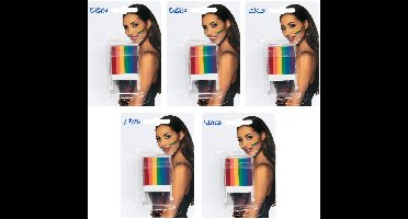 Boland Verkleed Schmink stick Regenboog - 5x - Pride/Rainbow feest - festival/thema feest
