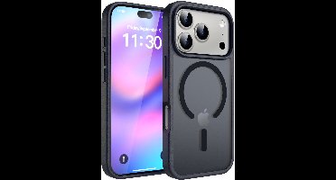 Ntech Hoesje Geschikt voor iPhone 17 Pro Max Hoesje – Transparant Bumper Hoes Mat Zwart - Geschikt voor MagSafe – Slank & Schokbestendig