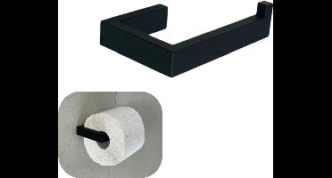 Toiletrolhouder - WC Rolhouder Zwart zonder Boren - Zelfklevend - WC Rol Houder - Zwart