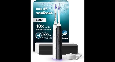 Philips Sonicare 6500 Series - Elektrische Tandenborstel - Zwart & Wit - Duopack - Reisetui - Gevoelige tanden - HX7419/01