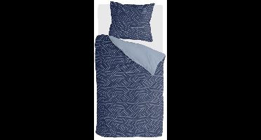 Byrklund Dekbedovertrek Lined Grid - 140x220 - 100% Polyester - Donker Blauw