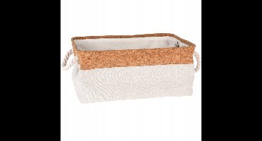 Textiel Opbergmand met Handvatten - Beige, 36x25x17 cm