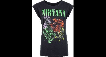 Nirvana Flowers Smiley Cyrstals Dames T-shirt - marineblauw - XL