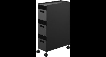 Yamazaki Tower Opbergmanden op wielen 3-laags - Zwart