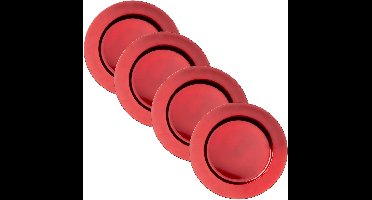 Cepewa Kaarsen bord - 6x - diner onderborden - rood - Dia 33 cm - Kaarsenbord - Kunststof - Rond - Kerst - Gedekte tafel