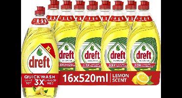 Dreft Platinum Quickwash Citroen Vloeibaar Handafwasmiddel - 16 x 520ml