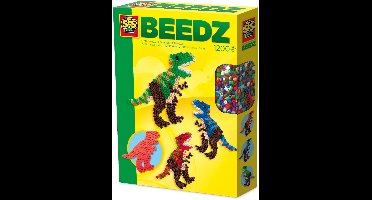SES Creative - Beedz - Dino - T-Rex - 1200 Strijkkralen met Grondplaten en Strijkvellen - Vanaf 5 Jaar