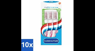 10 x Aquafresh Tandenborstel Clean & Flex Hard 3 stuks per verpakking - Tandenborstel - Tandenborstel Hard - Tandenborstel Grondig Reinigen - Tandenborstel Bescherming Tandvlees - Tandenborstel Flex Zone