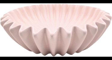 Housevitamin Plissé Schaal – Licht Roze – 15×15×4,5 cm – Keramiek – Decoratieve Waaier Schaal – Koffiefilter Design