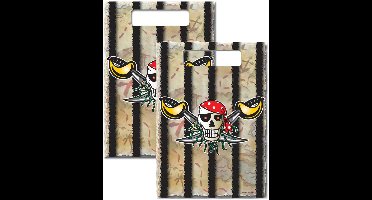 Piraten verjaardag feestzakjes - 16x stuks - Snoepzakjes/cadaeuzakjes/uitdeelzakjes - feestartikelen 23 x 17 cm